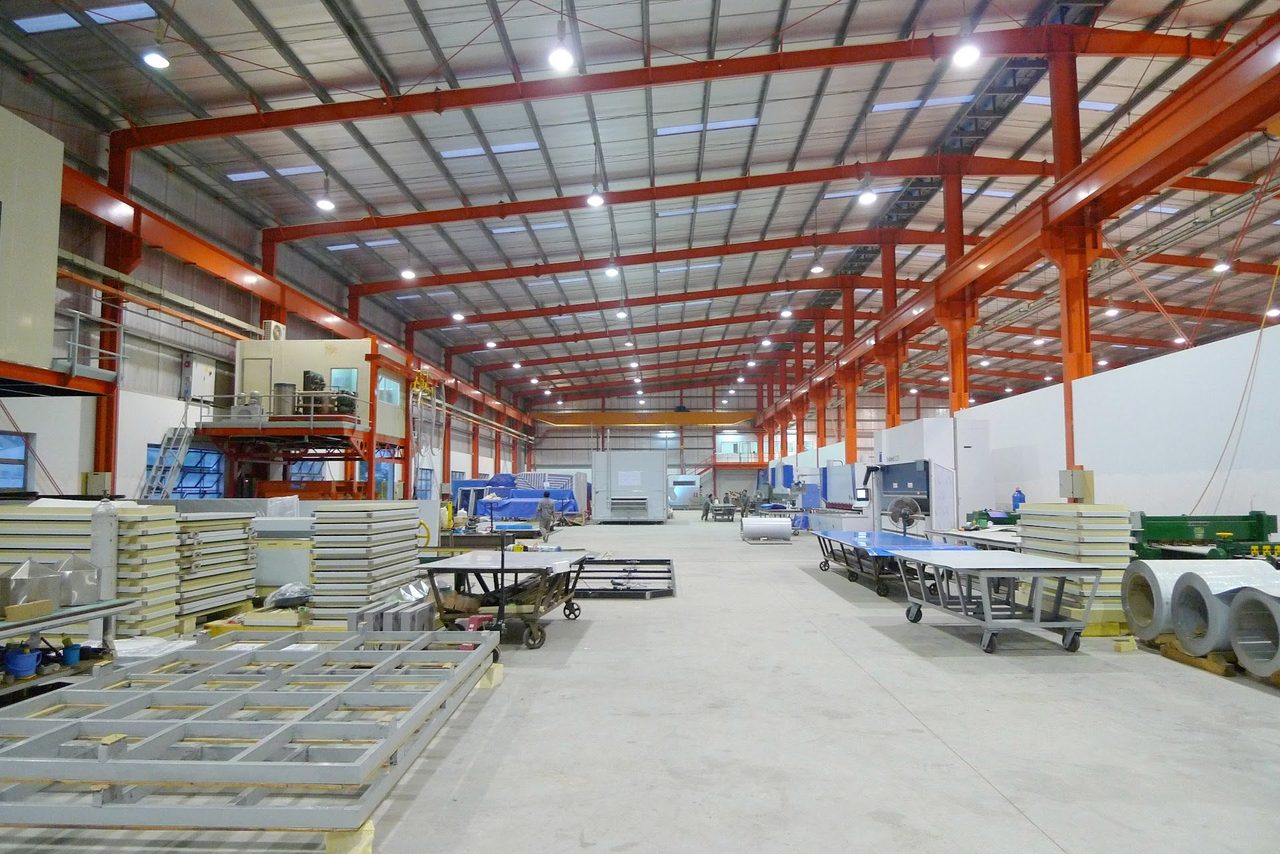 Insulated freezer panels and stainless steel frames in fabrication